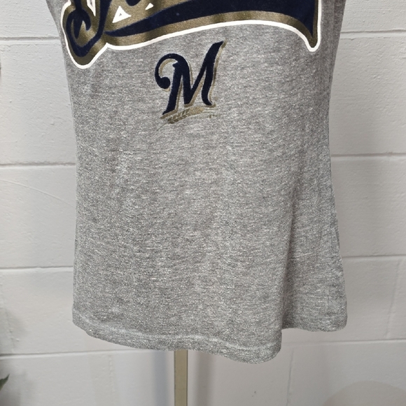 5th & Ocean Gray And Royal Blue Brewers V-Neck Tee - Picture 6 of 10